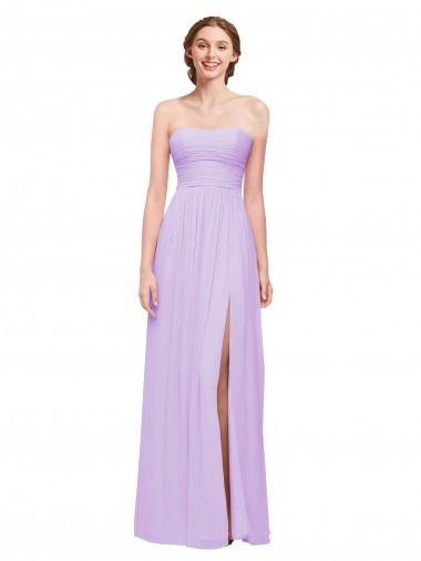 Strapless Mermaid Chiffon Bridesmaid Dress WITH High Side Slit and Ruffles Bristol