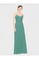 Rouched V-Neckline and Spaghetti Straps Long Chiffon Bridesmaid Dress Bristol