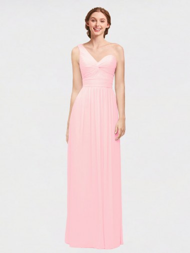 One Shoulder Twisted Waist Sweetheart Chiffon Bridesmaid Dress Bristol