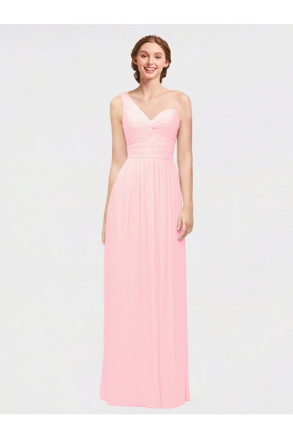 One Shoulder Twisted Waist Sweetheart Chiffon Bridesmaid Dress Bristol