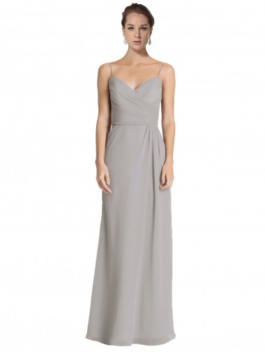 Long Chiffon A-Line Bridesmaid Dress with Criss-Cross Draped Bodice Bristol