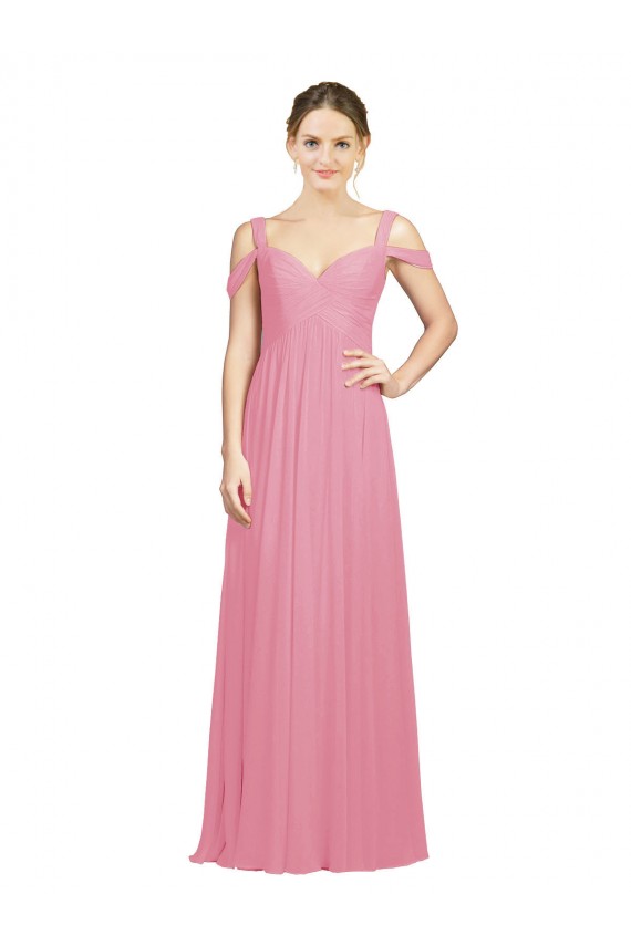 Sweetheart Long Chiffon Bridesmaid Dress with Off the Shoulder Straps Bristol