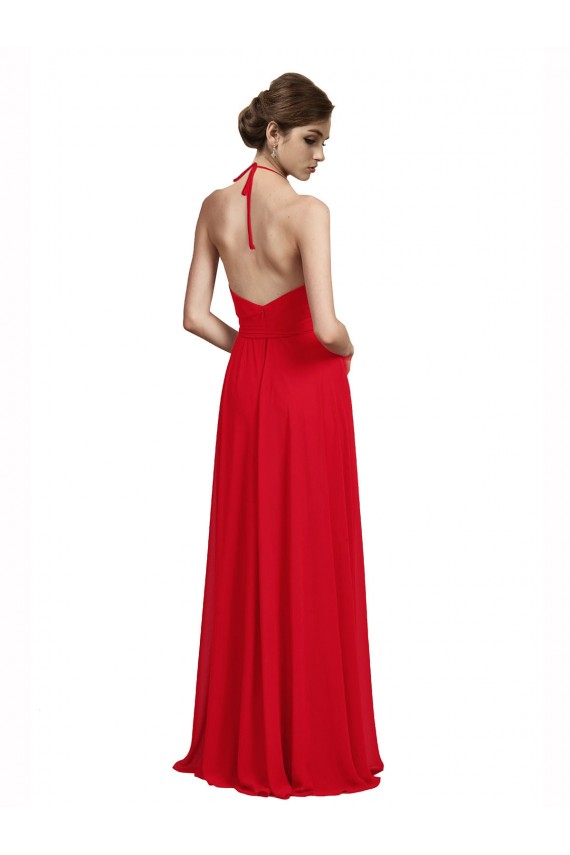 V-Neck Spaghetti Halter Strap Chiffon Bridesmaid Dress Bristol