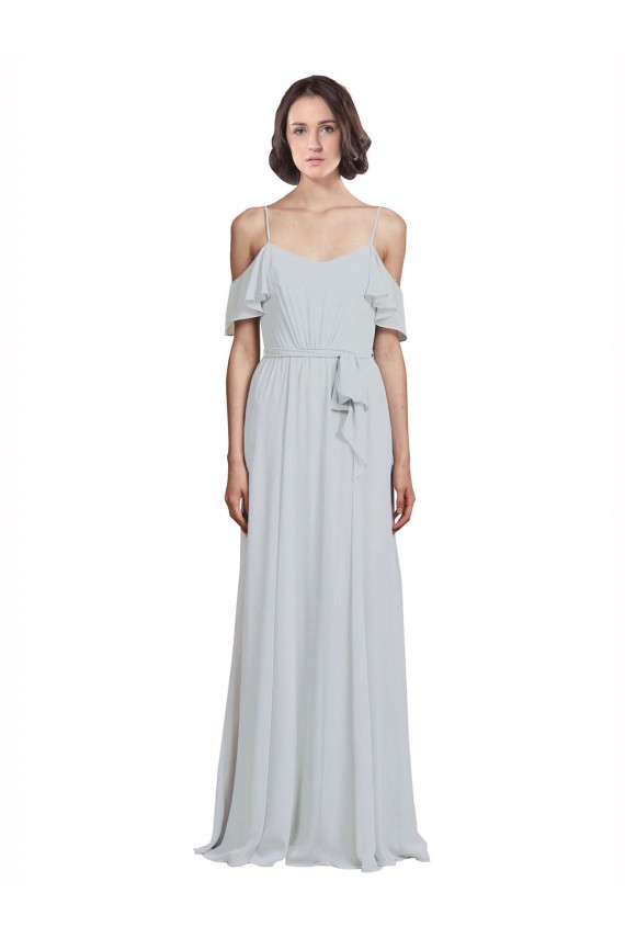 Off the Shoulder Spaghetti Strap Long Chiffon Bridesmaids Dress Bristol