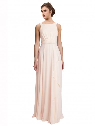 High Neck Chiffon Bridesmaid Dress with Deep V-Back and Cascading Skirt Bristol