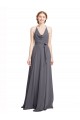 Spaghetti Strap Long Chiffon Bridesmaids Dress with Halter Cowl Neck Bristol