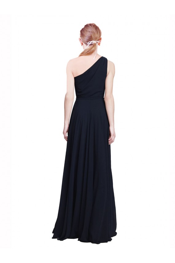 Long Chiffon Bridesmaid Dress with One Shoulder Neckline And Belt Bristol