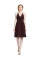 Short Knee Length Chiffon Bridesmaids Dress with Halter Cowl Neck Bristol