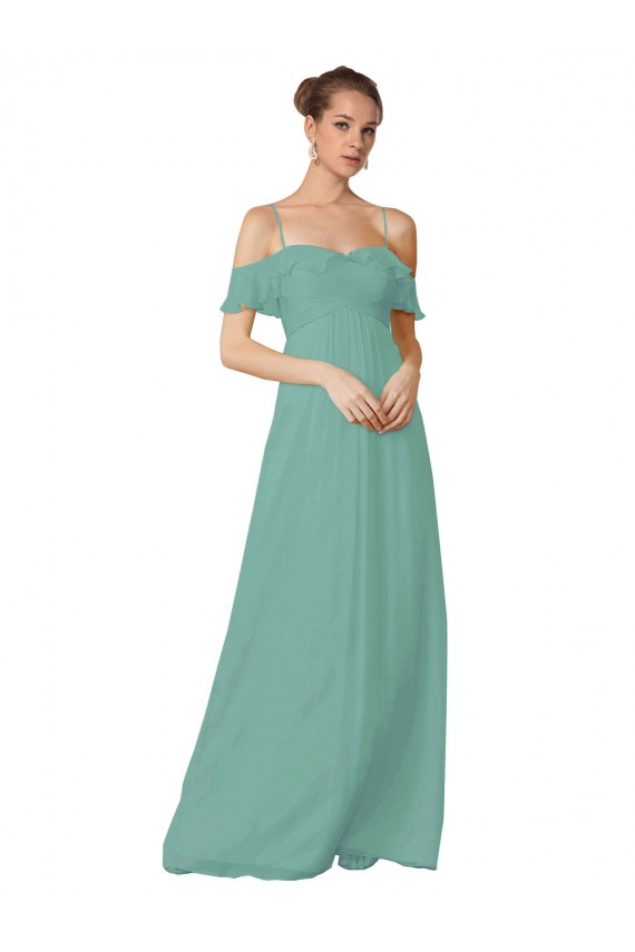 Hand-Ruched Chiffon Bridesmaid Dress with Flutter Sleeves Bristol
