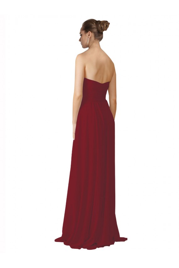 Hand-Ruched Sweetheart Long Chiffon Bridesmaid Dress Bristol