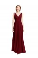 Long Chiffon V-Neck Bridesmaids Dress with Double Strap Bristol