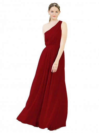 Draped One Shoulder Long Floor Length Chiffon Bridesmaid Dress Bristol