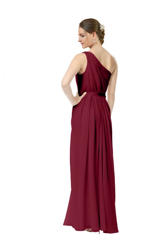 Draped One Shoulder Long Floor Length Chiffon Bridesmaid Dress Bristol