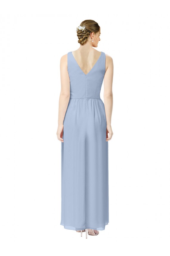 Long V-Neckline Chiffon Bridesmaid Dress with Twisted Waist Bristol