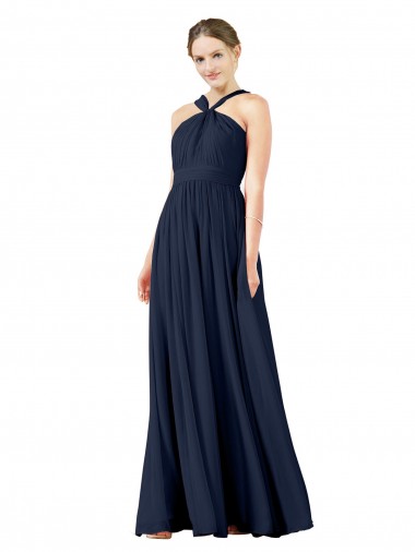 High V-Neck Floor Length Chiffon Bridesmaid Dress Bristol