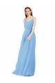 Pleated Low Back Long V-Neck Chiffon Bridesmaid Dress with Thin Straps Bristol