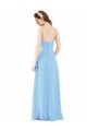Pleated Low Back Long V-Neck Chiffon Bridesmaid Dress with Thin Straps Bristol
