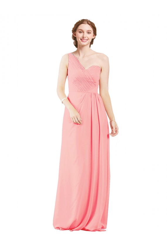 One Shoulder Sweetheart Neckline Long Chiffon Bridesmaid Dress Bristol
