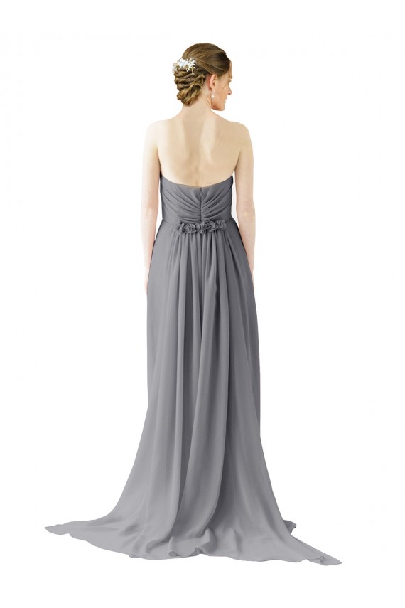 Long Chiffon Bridesmaid Dress with Sweetheart Neckline and Flowing Back Bristol