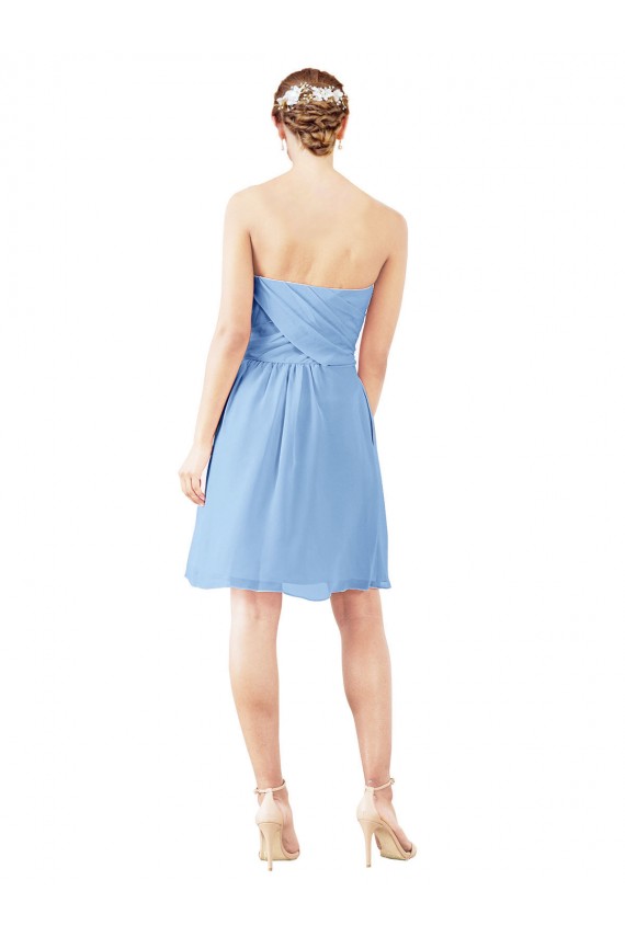 Short Knee Length Chiffon Cocktail Bridesmaid Dress with Twisted Strapless Sweetheart Neckline Bristol