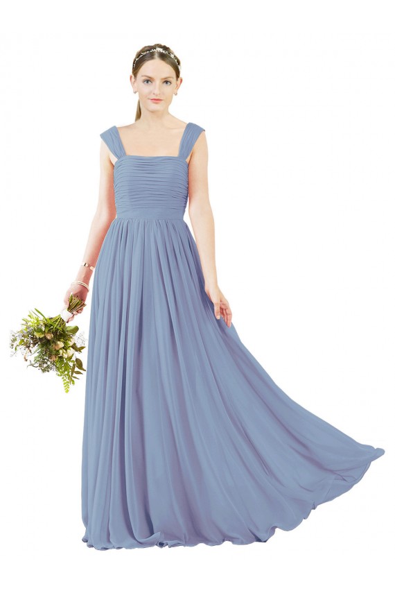 Square Neckline Sexy Open Back Long Chiffon Bridesmaid Dress Bristol