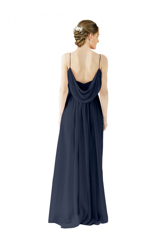 Spaghetti Straps Open Back Long Chiffon Bridesmaid Dress Bristol