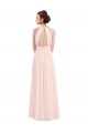 Sleeveless Chiffon High Neck Bridesmaid Dress with Diagonal Pleats Bristol