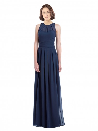 Chiffon High Neck Sleeveless Bridesmaid Dress with Pleats Bristol