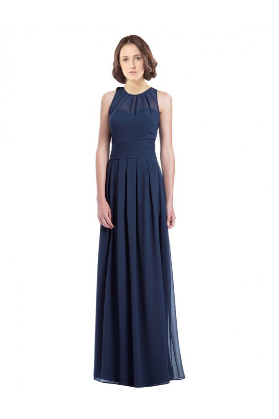 Chiffon High Neck Sleeveless Bridesmaid Dress with Pleats Bristol