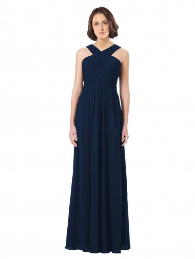 Long Chiffon Bridesmaid Dress V-Neck Top Bristol