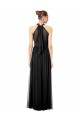 Ruched Long Chiffon Halter Bridesmaid Dress with Tie Back and Tails Bristol