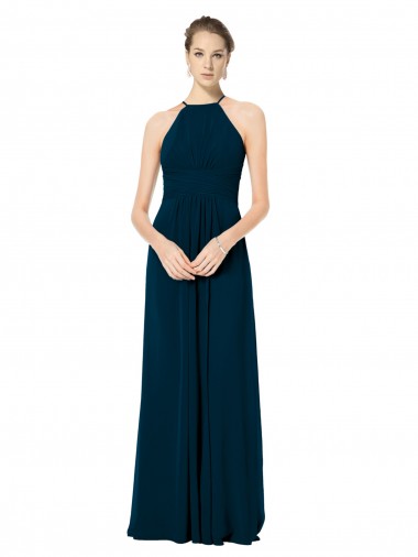 Spaghetti Strap Long Chiffon Halter A-Line Bridesmaid Dress Bristol