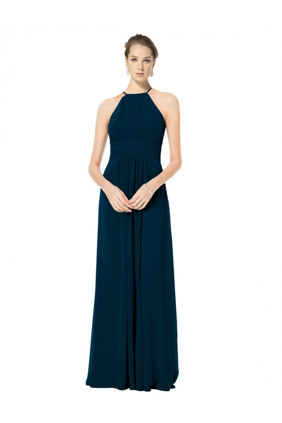 Spaghetti Strap Long Chiffon Halter A-Line Bridesmaid Dress Bristol