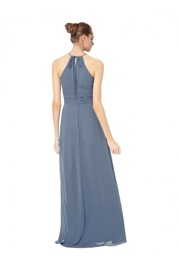 Spaghetti Strap Long Chiffon Halter A-Line Bridesmaid Dress Bristol