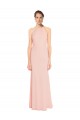 High Neck Long Chiffon Halter Bridesmaid Dress with Drape Chiffon Overlay Bristol