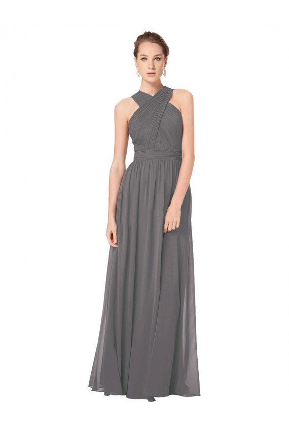 Long Chiffon Halter Bridesmaid Dress Keyhole Back Bristol