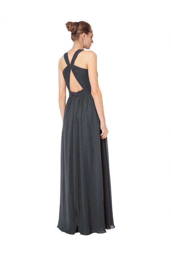 Long Chiffon Halter Bridesmaid Dress Keyhole Back Bristol