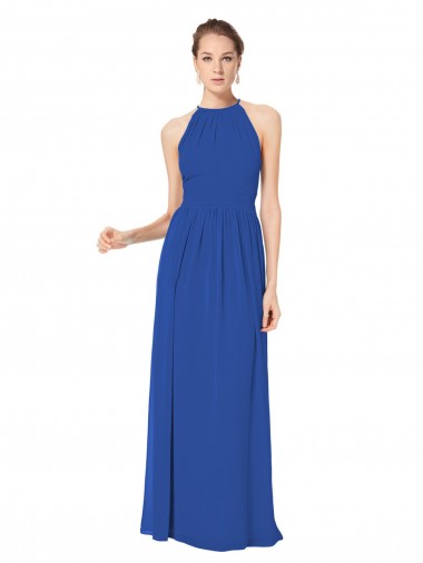 Long Chiffon High-Neck Sleeveless Bridesmaid Dress Bristol