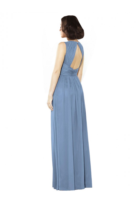 Open Keyhole Back Bateau Neck Chiffon Bridesmaid Dress Bristol