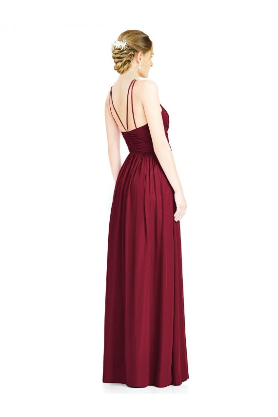 Halter Neck Open Back Draped Chiffon Bridesmaid Dress Bristol