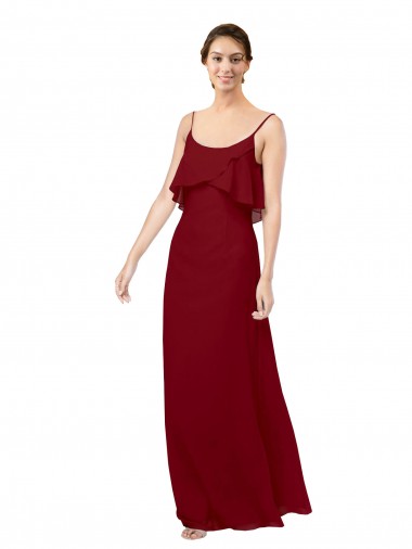 Scoop Neck Chiffon Bridesmaid Dress with Spaghetti Straps and Low Back Bristol