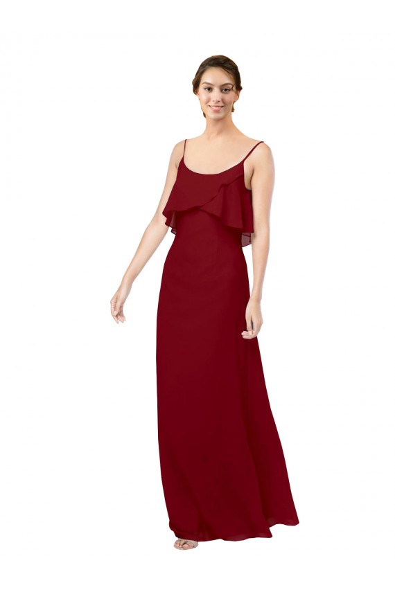 Scoop Neck Chiffon Bridesmaid Dress with Spaghetti Straps and Low Back Bristol