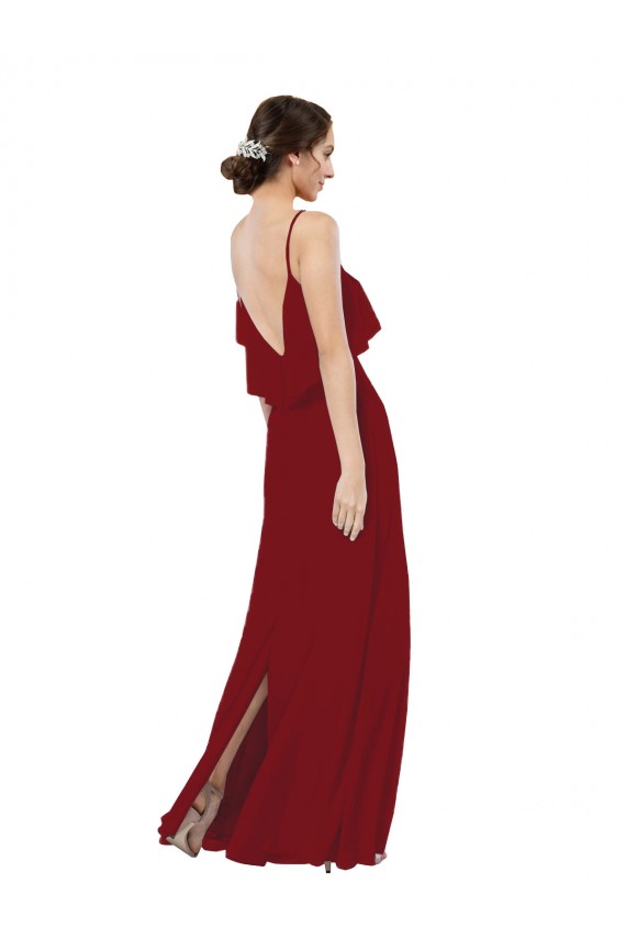 Scoop Neck Chiffon Bridesmaid Dress with Spaghetti Straps and Low Back Bristol