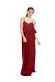 Long Chiffon Bridesmaid Dress with Slim Straps and Open Back Bristol