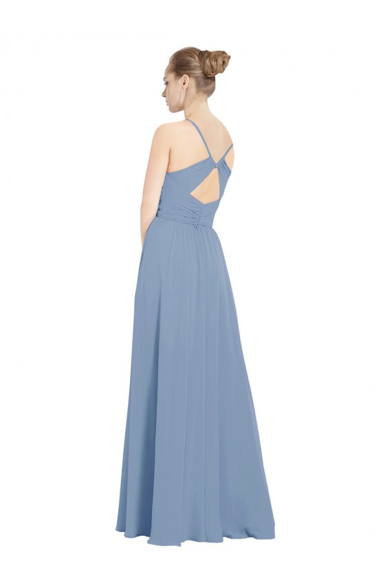 Chiffon Bridesmaids Dress with Draped V-Neck Bodice and Keyhole Back Bristol
