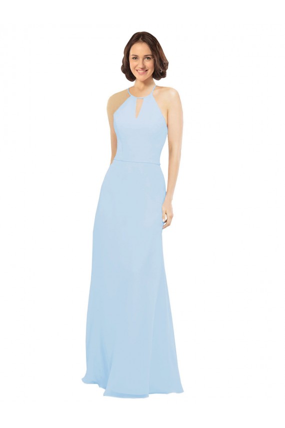 Floor Length Chiffon Bridesmaids Dress with Front Keyhole Neckline Bristol