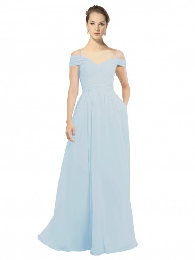 Chiffon Bridesmaids Dress with Off the Shoulder Draped Neckline Bristol