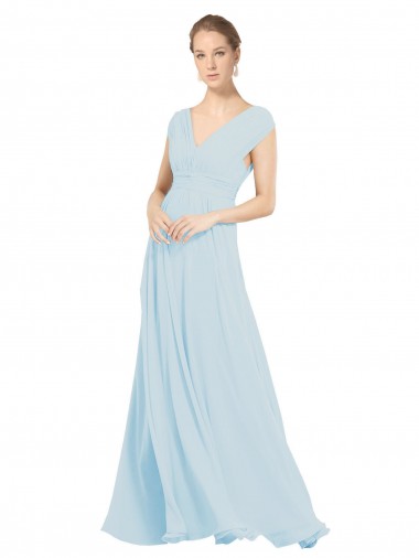 Chiffon Bridsmaids Dress with V-Neckline and Tie V Back Bristol