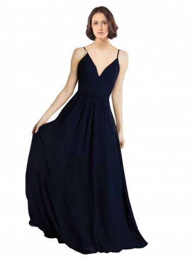 Simple Chiffon Bridesmaid Dress with Deep V-Neckline Bristol