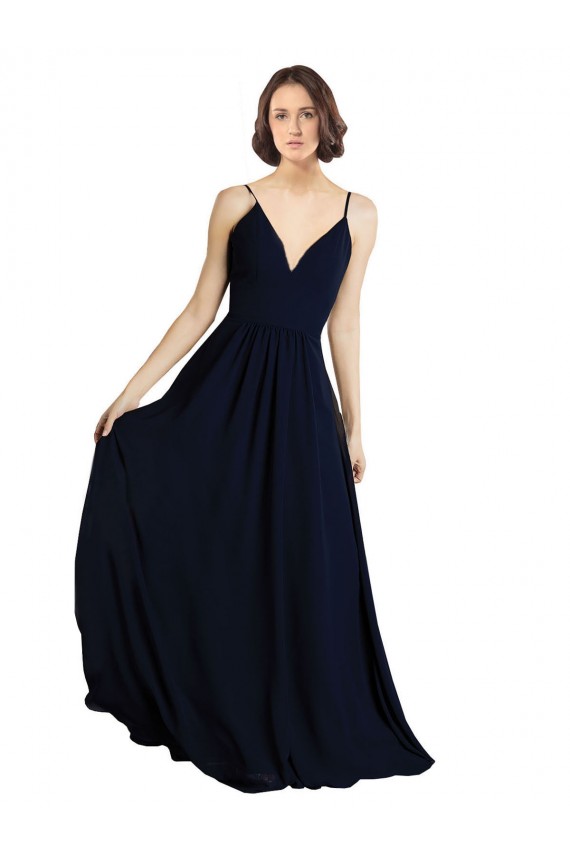 Simple Chiffon Bridesmaid Dress with Deep V-Neckline Bristol